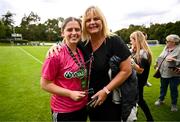 27 July 2025; Player of the match Whitehall Rangers goalkeeper Lauren Davies celebrates with her mother Noeleen after the FAI Women’s Amateur Cup final match between Terenure Rangers and Whitehall Rangers at UCD Bowl in Dublin. Photo by Ben McShane/Sportsfile