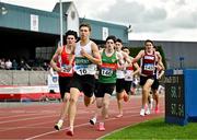 27 July 2025; Conrad Latham of Raheny Shamrock AC, Dublin, leads the field on his way to winning the division one men's 800m during the 123.ie National League Final at Tullamore Harriers Athletics Club in Tullamore, Offaly. Photo by Sam Barnes/Sportsfile