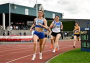27 July 2025; Kayla Ryan of Ratoath AC, Meath,  competes in the premier women's 800m during the 123.ie National League Final at Tullamore Harriers Athletics Club in Tullamore, Offaly. Photo by Sam Barnes/Sportsfile