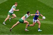 27 July 2025; Graham O'Sullivan of Kerry in action against Michael Langan of Donegal during the GAA Football All-Ireland Senior Championship final match between Kerry and Donegal at Croke Park in Dublin. Photo by Daire Brennan/Sportsfile