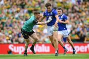 27 July 2025; David Clifford of Kerry in action against Donegal goalkeeper Shaun Patton during the GAA Football All-Ireland Senior Championship final match between Kerry and Donegal at Croke Park in Dublin. Photo by Stephen McCarthy/Sportsfile
