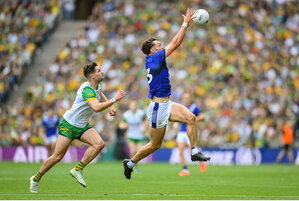 27 July 2025; David Clifford of Kerry in action against Brendan McCole of Donegal during the GAA Football All-Ireland Senior Championship final match between Kerry and Donegal at Croke Park in Dublin. Photo by Stephen McCarthy/Sportsfile