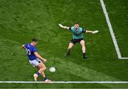 27 July 2025; Joe O'Connor of Kerry scores his side's first goal past Donegal goalkeeper Shaun Patton during the GAA Football All-Ireland Senior Championship final match between Kerry and Donegal at Croke Park in Dublin. Photo by Piaras Ó Mídheach/Sportsfile