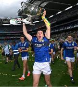 27 July 2025; Dylan Geaney of Kerry celebrates with the Sam Magurie cup after the GAA Football All-Ireland Senior Championship final match between Kerry and Donegal at Croke Park in Dublin. Photo by David Fitzgerald/Sportsfile