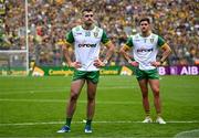 27 July 2025; Donegal players Caolan McGonagle, left, and Brendan McCole after their side's defeat in the GAA Football All-Ireland Senior Championship final match between Kerry and Donegal at Croke Park in Dublin. Photo by Seb Daly/Sportsfile
