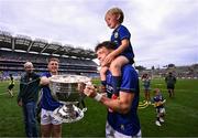 27 July 2025; David Clifford of Kerry with his son Ogie and the Sam Maguire cup after the GAA Football All-Ireland Senior Championship final match between Kerry and Donegal at Croke Park in Dublin. Photo by Ramsey Cardy/Sportsfile