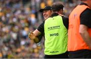 27 July 2025; Kerry manager Jack O'Connor celebrates his side's first goal during the GAA Football All-Ireland Senior Championship final match between Kerry and Donegal at Croke Park in Dublin. Photo by Ramsey Cardy/Sportsfile