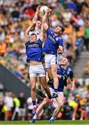 27 July 2025; Mark O'Shea, left, and Seán O'Brien of Kerry compete for a high ball against Michael Murphy of Donegal during the GAA Football All-Ireland Senior Championship final match between Kerry and Donegal at Croke Park in Dublin. Photo by Ramsey Cardy/Sportsfile