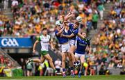 27 July 2025; Mark O'Shea, left, and Seán O'Brien of Kerry compete for a high ball against Michael Murphy of Donegal during the GAA Football All-Ireland Senior Championship final match between Kerry and Donegal at Croke Park in Dublin. Photo by Ramsey Cardy/Sportsfile
