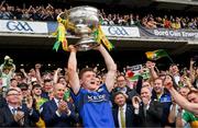 27 July 2025; Kerry captain Gavin White lifts the Sam Maguire cup after his side's victory in the GAA Football All-Ireland Senior Championship final match between Kerry and Donegal at Croke Park in Dublin. Photo by Ray McManus/Sportsfile