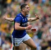 27 July 2025; Joe O'Connor of Kerry celebrates a late goal during the GAA Football All-Ireland Senior Championship final match between Kerry and Donegal at Croke Park in Dublin. Photo by Ray McManus/Sportsfile