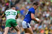 27 July 2025; Joe O'Connor of Kerry goes past Jamie Brennan of Donegal on his way to score a late goal during the GAA Football All-Ireland Senior Championship final match between Kerry and Donegal at Croke Park in Dublin. Photo by Ray McManus/Sportsfile