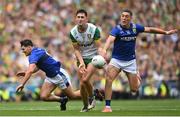 27 July 2025; Michael Langan of Donegal in action against Joe O'Connor of Kerry during the GAA Football All-Ireland Senior Championship final match between Kerry and Donegal at Croke Park in Dublin. Photo by David Fitzgerald/Sportsfile