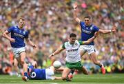 27 July 2025; Michael Langan of Donegal in action against Joe O'Connor of Kerry during the GAA Football All-Ireland Senior Championship final match between Kerry and Donegal at Croke Park in Dublin. Photo by David Fitzgerald/Sportsfile