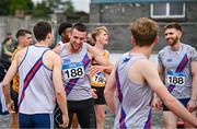 27 July 2025; The Dundrum South Dublin team after winning the premier men's 4x400m relay during the 123.ie National League Final at Tullamore Harriers Athletics Club in Tullamore, Offaly. Photo by Sam Barnes/Sportsfile