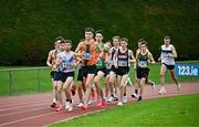 27 July 2025; A general view of the field in the men's 5000m during the 123.ie National League Final at Tullamore Harriers Athletics Club in Tullamore, Offaly. Photo by Sam Barnes/Sportsfile
