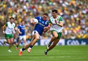 27 July 2025; Joe O'Connor of Kerry in action against Michael Langan of Donegal during the GAA Football All-Ireland Senior Championship final match between Kerry and Donegal at Croke Park in Dublin. Photo by Ray McManus/Sportsfile