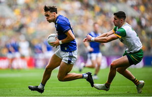 27 July 2025; David Clifford of Kerry in action against Brendan McCole of Donegal during the GAA Football All-Ireland Senior Championship final match between Kerry and Donegal at Croke Park in Dublin. Photo by Seb Daly/Sportsfile
