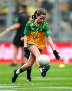 27 July 2025; Naoise O'Brien, Rathcormac NS, Sligo, representing Donegal, during the GAA INTO Cumann na mBunscol Respect Exhibition Go Games at the GAA Football All-Ireland Senior Championship final match between Kerry and Donegal at Croke Park in Dublin. Photo by Seb Daly/Sportsfile