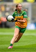 27 July 2025; Rebecca Farrell, St Patrick's NS, Castleknock, Dublin, representing Donegal, during the GAA INTO Cumann na mBunscol Respect Exhibition Go Games at the GAA Football All-Ireland Senior Championship final match between Kerry and Donegal at Croke Park in Dublin. Photo by Seb Daly/Sportsfile