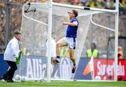 27 July 2025; Killian Spillane of Kerry celebrates his side's first goal, scored by teammate Joe O'Connor, not pictured, the GAA Football All-Ireland Senior Championship final match between Kerry and Donegal at Croke Park in Dublin. Photo by Stephen McCarthy/Sportsfile Photo by Stephen McCarthy/Sportsfile