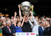 27 July 2025; Kerry selector James Costello lifts the Sam Maguire cup in celebration following their side's victory in the GAA Football All-Ireland Senior Championship final match between Kerry and Donegal at Croke Park in Dublin. Photo by Stephen McCarthy/Sportsfile