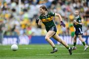 27 July 2025; Eimear Farrell, St Oliver Plunkett PS, Blackcastle, Meath, representing Kerry, during the GAA INTO Cumann na mBunscol Respect Exhibition Go Games at the GAA Football All-Ireland Senior Championship final match between Kerry and Donegal at Croke Park in Dublin. Photo by Stephen McCarthy/Sportsfile