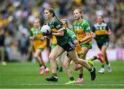 27 July 2025; Eimear Farrell, St Oliver Plunkett PS, Blackcastle, Meath, representing Kerry, during the GAA INTO Cumann na mBunscol Respect Exhibition Go Games at the GAA Football All-Ireland Senior Championship final match between Kerry and Donegal at Croke Park in Dublin. Photo by Stephen McCarthy/Sportsfile