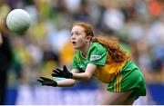 27 July 2025; Úna Kilkenny, St Mary's PS, Mullaghbawn, Armagh, representing Donegal, during the GAA INTO Cumann na mBunscol Respect Exhibition Go Games at the GAA Football All-Ireland Senior Championship final match between Kerry and Donegal at Croke Park in Dublin. Photo by Stephen McCarthy/Sportsfile