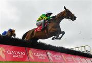28 July 2025; Davy Crockett, with Mark Walsh up, on their way to winning the Galway Bay Hotel & Galmont Hotel Novice Hurdle during day one of the Galway Races Summer Festival at Ballybrit Racecourse in Galway. Photo by David Fitzgerald/Sportsfile