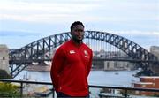 29 July 2025; British & Irish Lions captain Maro Itoje poses for a portrait in front of Sydney Harbour Bridge after a British & Irish Lions squad media conference at Shore School in Sydney, Australia. Photo by Brendan Moran/Sportsfile
