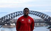 29 July 2025; British & Irish Lions captain Maro Itoje poses for a portrait in front of Sydney Harbour Bridge after a British & Irish Lions squad media conference at Shore School in Sydney, Australia. Photo by Brendan Moran/Sportsfile