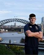 29 July 2025; Dan Sheehan poses for a portrait in front of Sydney Harbour Bridge after a British & Irish Lions squad media conference at Shore School in Sydney, Australia. Photo by Brendan Moran/Sportsfile Photo by Brendan Moran/Sportsfile