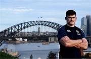 29 July 2025; Dan Sheehan poses for a portrait in front of Sydney Harbour Bridge after a British & Irish Lions squad media conference at Shore School in Sydney, Australia. Photo by Brendan Moran/Sportsfile Photo by Brendan Moran/Sportsfile