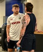29 July 2025; Hugo Keenan, left, and Mack Hansen during a British & Irish Lions gym session at Shore School in Sydney, Australia. Photo by Brendan Moran/Sportsfile