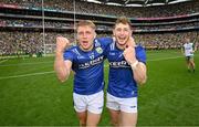 27 July 2025; Kerry players Killian Spillane, left, and Seán O'Brien celebrate after their side's victory in the GAA Football All-Ireland Senior Championship final match between Kerry and Donegal at Croke Park in Dublin. Photo by Seb Daly/Sportsfile