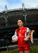 29 July 2025; In attendance during a photocall at Croke Park in Dublin ahead of the 2025 TG4 All-Ireland Ladies Football Championship Finals is Louth captain Áine Breen. The 2025 TG4 All-Ireland Ladies Football Championship Finals take place at Croke Park this Sunday. Photo by Ramsey Cardy/Sportsfile