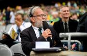 27 July 2025; Stadium announcer Jerry Grogan during the GAA Football All-Ireland Senior Championship final match between Kerry and Donegal at Croke Park in Dublin. Photo by Stephen McCarthy/Sportsfile