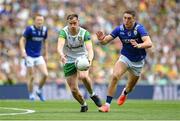 27 July 2025; Ciaran Thompson of Donegal in action against Joe O'Connor of Kerry during the GAA Football All-Ireland Senior Championship final match between Kerry and Donegal at Croke Park in Dublin. Photo by Stephen McCarthy/Sportsfile