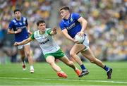 27 July 2025; Seán O'Shea of Kerry in action against Finnbarr Roarty of Donegal during the GAA Football All-Ireland Senior Championship final match between Kerry and Donegal at Croke Park in Dublin. Photo by Stephen McCarthy/Sportsfile