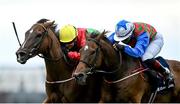 29 July 2025; Dunum, with Seamie Heffernan up, left, on their way to winning the COLM QUINN BMW Mile Handicap from second placed Bear Profit, with Nicola Burns up, during day two of the Galway Races Summer Festival at Ballybrit Racecourse in Galway. Photo by David Fitzgerald/Sportsfile