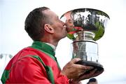 29 July 2025; Jockey Seamie Heffernan after winning the COLM QUINN BMW Mile Handicap onboard Dunum during day two of the Galway Races Summer Festival at Ballybrit Racecourse in Galway. Photo by David Fitzgerald/Sportsfile