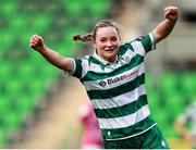 29 July 2025; Anna Butler of Shamrock Rovers celebrates after scoring her side's second goal during the SSE Airtricity Women's Premier Division match between Shamrock Rovers and Waterford at Tallaght Stadium in Dublin. Photo by Thomas Flinkow/Sportsfile