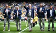 27 July 2025; Mossie Lyons, centre, with teammates of the 2000 All-Ireland winning Kerry football jubilee team who were honoured before the GAA Football All-Ireland Senior Championship final match between Kerry and Donegal at Croke Park in Dublin. Photo by Seb Daly/Sportsfile
