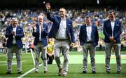 27 July 2025; Kenneth Dillon, centre, and teammates of the 2000 All-Ireland winning Kerry football jubilee team who were honoured before the GAA Football All-Ireland Senior Championship final match between Kerry and Donegal at Croke Park in Dublin. Photo by Seb Daly/Sportsfile