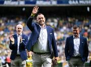 27 July 2025; Kenneth Dillon, centre, and teammates of the 2000 All-Ireland winning Kerry football jubilee team who were honoured before the GAA Football All-Ireland Senior Championship final match between Kerry and Donegal at Croke Park in Dublin. Photo by Seb Daly/Sportsfile