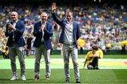 27 July 2025; Pádraig Ó Sé, representing his late father Páidí Ó Sé, manager of the 2000 All-Ireland winning Kerry football jubilee team who were honoured before the GAA Football All-Ireland Senior Championship final match between Kerry and Donegal at Croke Park in Dublin. Photo by Seb Daly/Sportsfile