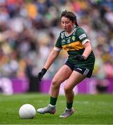 27 July 2025; Zoe Dunne, Scoil Mhuire, Allenwood, Kildare, representing Kerry, during the GAA INTO Cumann na mBunscol Respect Exhibition Go Games at the GAA Football All-Ireland Senior Championship final match between Kerry and Donegal at Croke Park in Dublin. Photo by Ramsey Cardy/Sportsfile