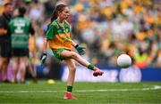 27 July 2025; Lucy Murphy, Breaffy NS, Breaffy, Mayo, representing Donegal, during the GAA INTO Cumann na mBunscol Respect Exhibition Go Games at the GAA Football All-Ireland Senior Championship final match between Kerry and Donegal at Croke Park in Dublin. Photo by Ramsey Cardy/Sportsfile