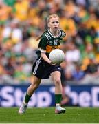 27 July 2025; Bailee Bolton, St Fiacc's NS, Graiguecullen, Laois, representing Kerry, during the GAA INTO Cumann na mBunscol Respect Exhibition Go Games at the GAA Football All-Ireland Senior Championship final match between Kerry and Donegal at Croke Park in Dublin. Photo by Ramsey Cardy/Sportsfile